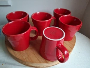 Fiestaware Homer Laughlin scharlachrot konisch Tasse Becher EWG D Griff 15 Unzen 6x - Bild 1 von 13