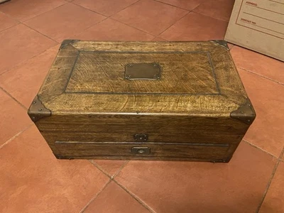 Antique Campaign Oak Box Chest - From David’s Fork Church - No Key - Image 1 of 4