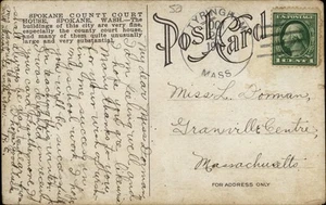 Tryingham Postal Cancel 4 Bar,MA c1910 to Granville Centre Antique Postcard - Picture 1 of 2