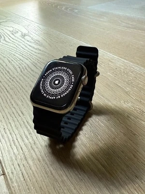 Apple Watch Series 5 44mm Stainless Steel Case with Black Sport Band - Image 1 of 4