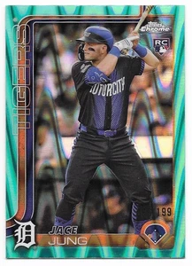 2025 Topps Chrome Aqua Raywave Refractor Jace Jung #060/199 (225) Tigers RC - Picture 1 of 2
