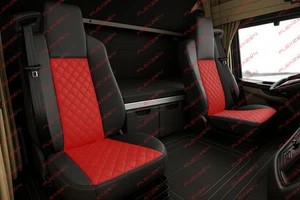 2x Coprisedile Rosso Camion 1+1 Ecopelle Imbottita Lusso per MAN TGX EURO 6 2021 - Imagen 1 de 6