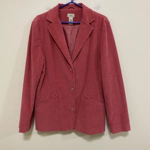 LL Bean Size 16 Reg Pink Corduroy Blazer Pockets Cotton Blend Lined - Picture 1 of 4
