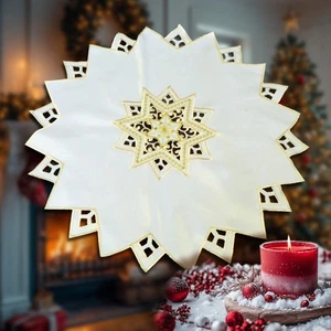 Weihnachten Tischdecke Tischläufer Mitteldecke Tischwäsche Stern Gold Bestickt - Bild 1 von 3