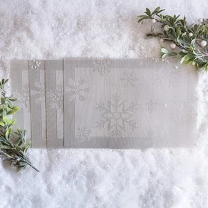 4 x Silver Christmas Snowflake PVC Vinyl Placemats Table Dinner Mat Set - Picture 1 of 3