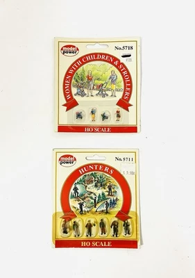 Lot Of 2 Sets Of Model Power HO Scale People 5711 & 5718 Hunters Women With Kids - Image 1 of 3