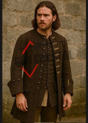 Abrigo de lana marrón del siglo XVIII para hombre, chaqueta colonial vintage | pirata histórico  Foto 1 de 4