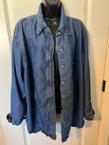 KAREN KANE TENCEL JEANSBLAUE BLUSE 1X HERGESTELLT IN DEN USA DESIGNER GEKNÖPFT - Bild 1 von 4