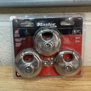 Master Lock 40TRI Shrouded Stainless Steel Disk 3 Pack - Keyed Alike, Silver - Picture 1 of 9