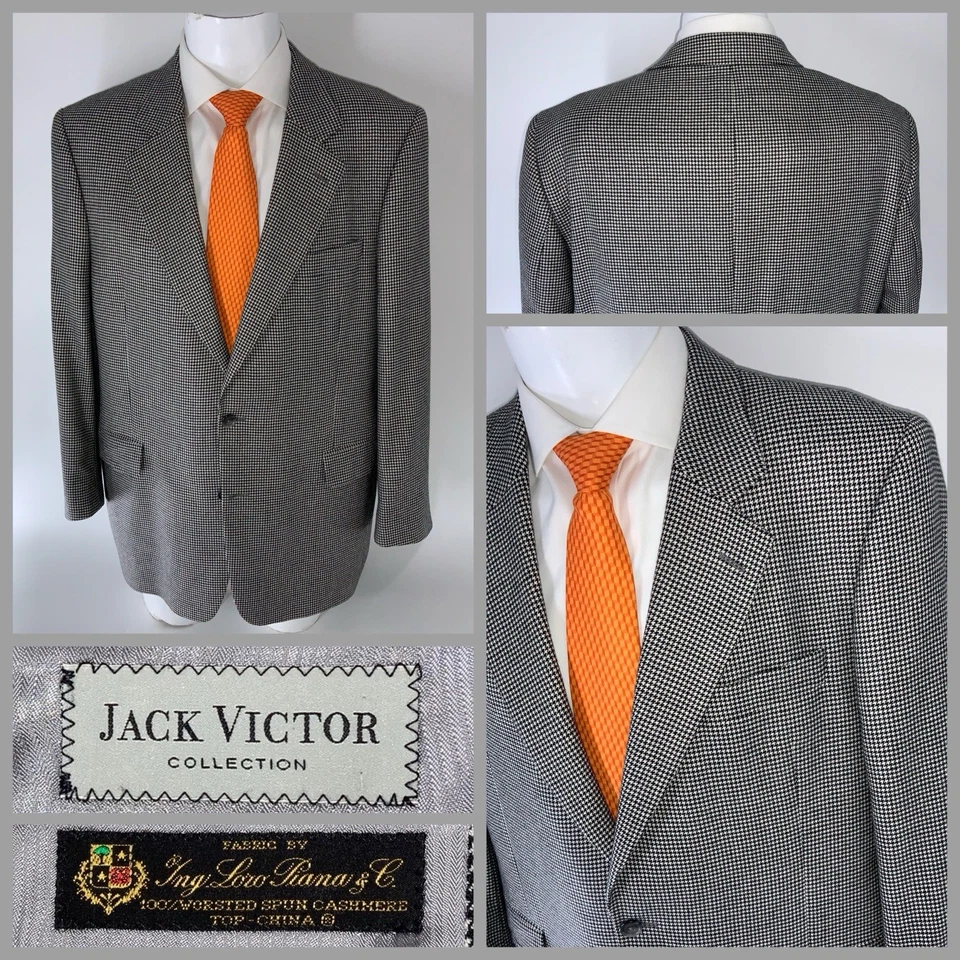 Blazer Jack Victor Loro Piana 44R 100 % cachemir pata de gallo 2B 2V Canadá YGI R5- Foto 1 de 4
