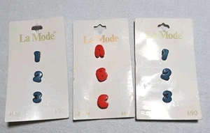 Vintage La Mode ABC Red 3/8" Japan 123 Blue Letters Numbers Buttons (9) - Picture 1 of 2