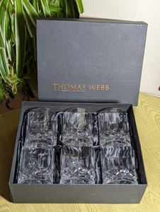 Thomas Webb crystal Opera six boxed whisky tumblers 8.5cm/3 3/8" superb - Picture 1 of 8