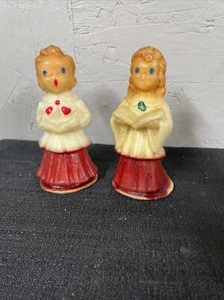 Two Wax Choir Boy And Girl Candles USA. Gurley Candle Co, 1950s. Red Gown - Picture 1 of 17