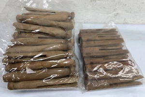 2 NOS Vintage Bags Wooden Clothes Pins 63 Total Factory Sealed Crafts Decor - Picture 1 of 5