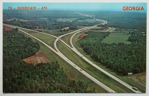 Roads Highway Postcard Georgia 75 Interstate 475 Aerial View 1968 - Picture 1 of 2