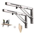 Folding Shelf Brackets 10 Inch, Heavy Duty Stainless Steel Collapsible L Angle 