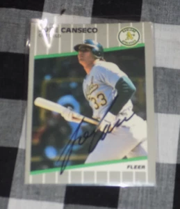 Jose Canseco Signed Fleer Baseball Card Oakland A's - Picture 1 of 1