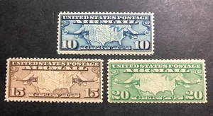 U.S. SCOTT C7 - C9 MNH SET - 1926/27 MAP OF UNITED STATES AIRMAIL ISSUE MINT NH - Picture 1 of 2