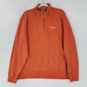 Orvis Sweater Mens Extra Large Orange Half Zip Pima Cotton Blend Pullover Casual - Picture 1 of 10