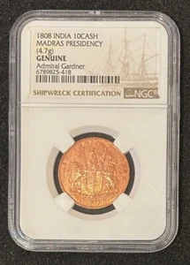1808 India Trading Co. 10 CASH Copper Coin Shipwreck Recovery Graded by NGC - Picture 1 of 5