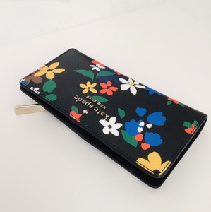 NWT Kate Spade Staci Sailing Floral Large Slim Bifold Wallet Leather Black Multi
