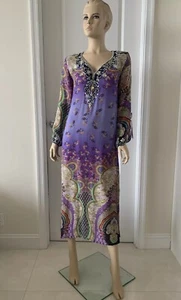 Neu mit Etikett Taj by Sabrina Tunika Crippa Seide verziert lila Blumen Größe S $ 459 - Bild 1 von 10