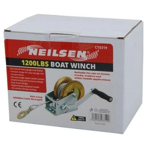 1200LB MANUAL BOAT 545kg MARINE TRAILER HAND POWERED WINCH 10M WIRE STRAP  - Picture 1 of 2