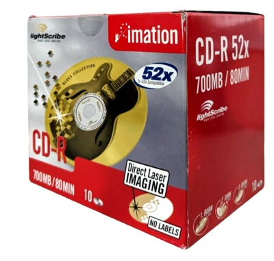 Imation CDR / 10 Pack - Lightscribe – CD-R / 52x / 700MB / 80Mins New & Sealed - Image 1 of 4