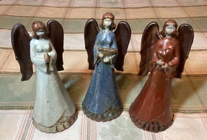 3 Vintage Porcelain Decorative Angel Figurines Large Christmas - Picture 1 of 9