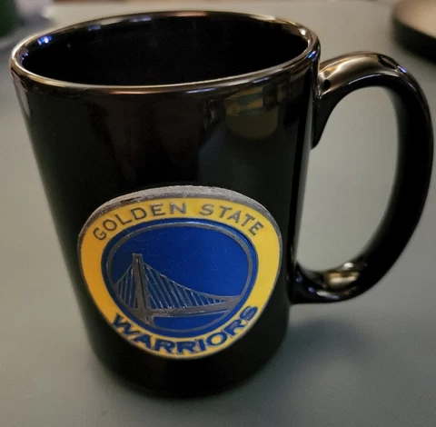 NBA Golden State Warriors 15oz. Ceramic coffee mug pewter raised metal emblem Cover