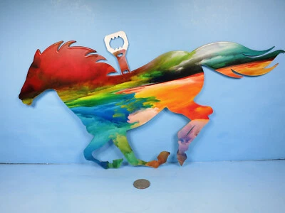 Arte de pared de acero para correr caballo al atardecer arco iris decoración de Next Innovations-nuevo Foto 1 de 2