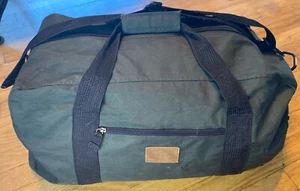 G H BASS & CO Dark Green Duffel Black Trim Zippered Closure & Pocket 21x10x10 - Picture 1 of 11