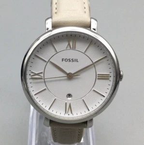 Fossil Watch Jacqueline Women ES3793 36mm Silver Tone Leather Band New Battery - Picture 1 of 16
