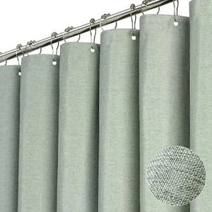 BTTN Extra Long Shower Curtain - 84 Inch Linen Textured Heavy Duty Fabric - Picture 1 of 6