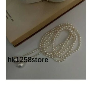 48" Natural AAA+ South Sea Natural White Baroque Real Pearl Necklace 14k Gold P - Picture 1 of 4