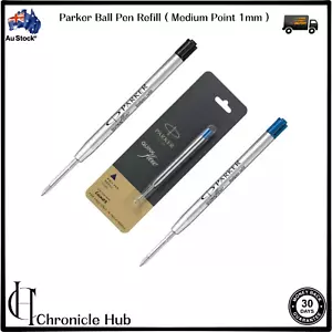 Parker Quink Flow Medium Ball Pen Point Refills (Black, Blue) Ink - Pack Of 5 - Picture 1 of 15