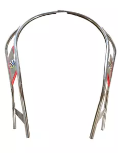 ukscooters VESPA ESCUDO CROMO CUENTAS PX PE T5 DOBLE BARRA ROJO CUPPINI NUEVO - Imagen 1 de 5