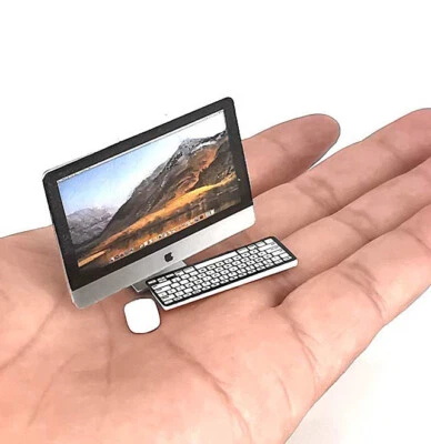 1:6/1:12 Dollhouse Miniature 3Pc Set Desktop Computer Keyboard Mouse Accessory  - Image 1 of 4