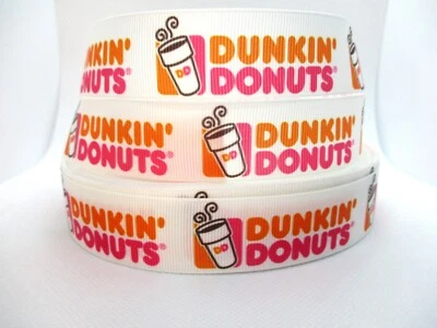 Dunkin Donuts 1" Grosgrain Ribbon ~YOUR CHOICE: 5 or 10 Yards Dunkin Donuts Logo - Image 1 of 3