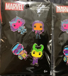 Funko POP! Marvel: 4pk Black Light Enamel Pin Set Wanda, Kate, Cap (Wilson) Loki - Picture 1 of 3