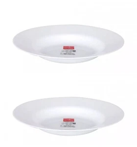 Pasta bowls plates Bormioli tempered glass white 24x3.5cm Toledo -Pack 2- - Picture 1 of 2