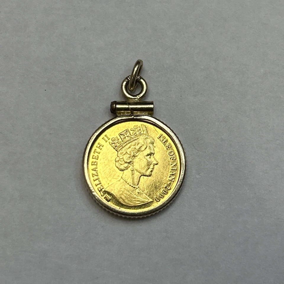 2000 ISLE Of Man 1/25 oz Gold Persian Cat _ Unc _ w/  14K Bezel - Image 1 of 4