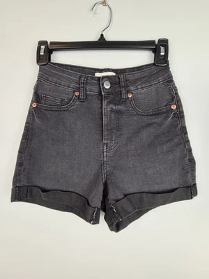 Pantalones Cortos de Denim H&M Para Mujer Negros EE. UU. 2 Informales Jean Mamá Calce Cintura Ultra Alta Enrollables Foto 1 de 4