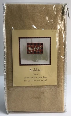 Falda de cama doble Woolrich Home 39”x75”x15” marrón tostado caída NUEVA Foto 1 de 4