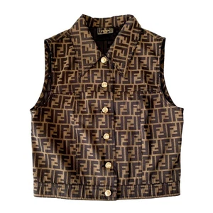 FENDI Zucca Brown Coated Canvas Vest Size IT44 - Picture 1 of 8