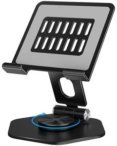 Support Tablette pour Bureau, 360° Support iPad Pivotant avec Base Rotative, Pliable - Photo 1/6