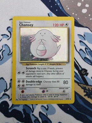 Pokémon TCG Chansey LP Base Set Holo Unlimited Rare Card 3/102 - Image 1 of 2
