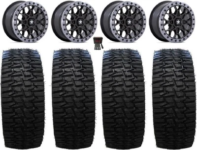 MSA Portal Bdlk 15" Wheels Black 33" Desert Race Tires Commander Maverick - Image 1 of 4