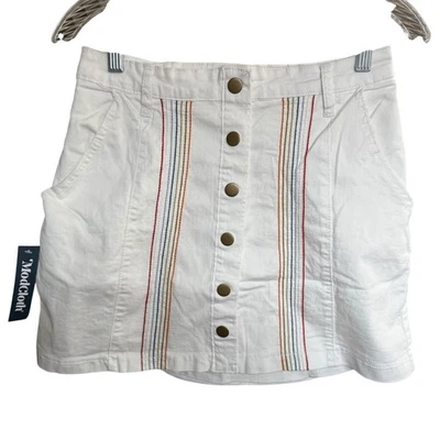 ModCloth A Spring Fling Button Down A-Line Skirt Marshmallow Bliss Small Boho - Image 1 of 4