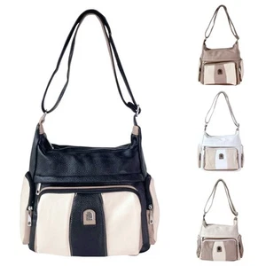 Women’s Multi-Pocket Leather Crossbody Bag Medium Size Shoulder Bag YGC-2506 - Picture 1 of 5